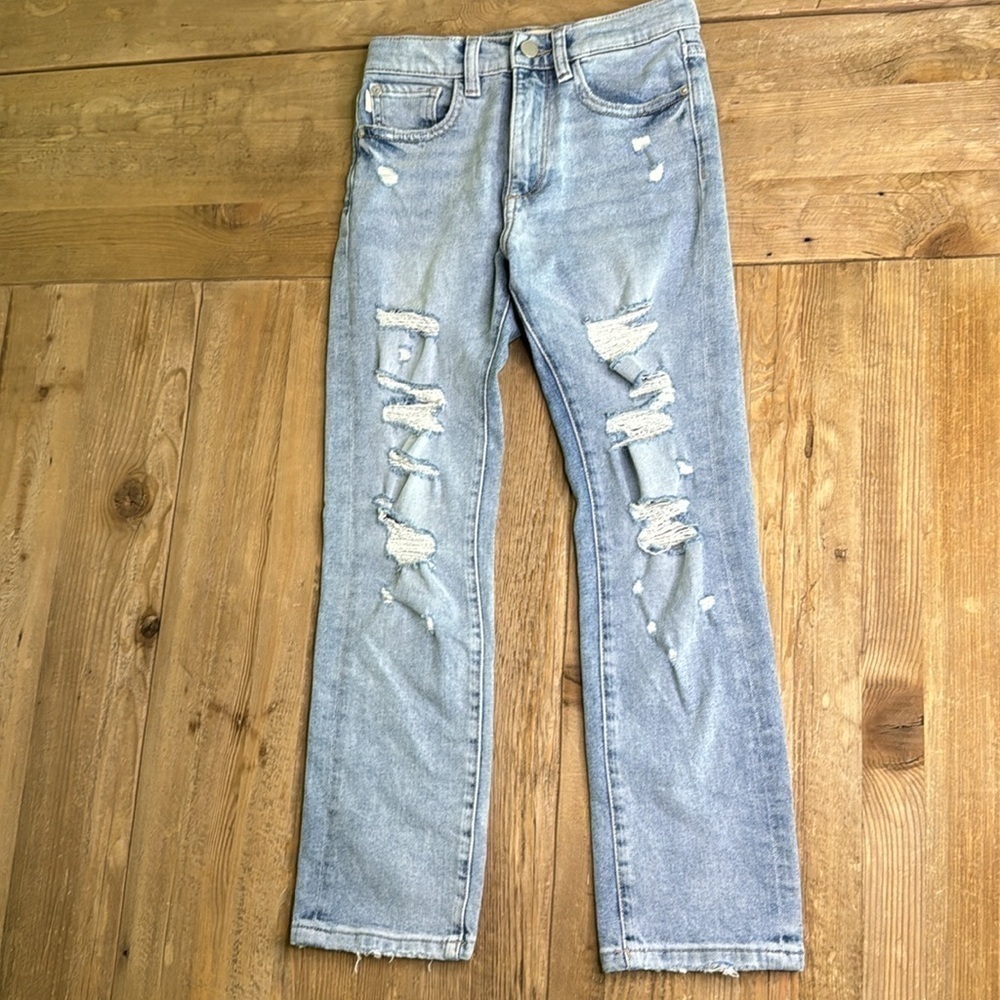 Girls DL1961 Light Wash Distressed Jeans Size 10 - Picture 2 of 7